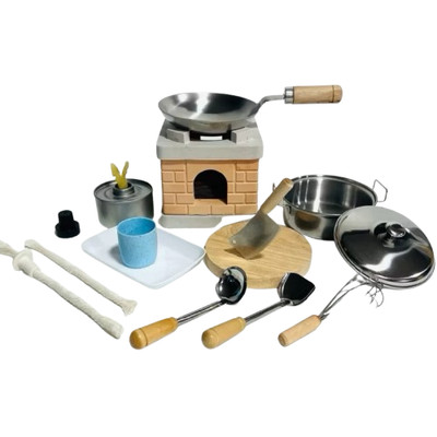 10 Pcs Mini Kitchen PreSchoo Cooking Play Set M Real Little Toy Clay Stove Kids