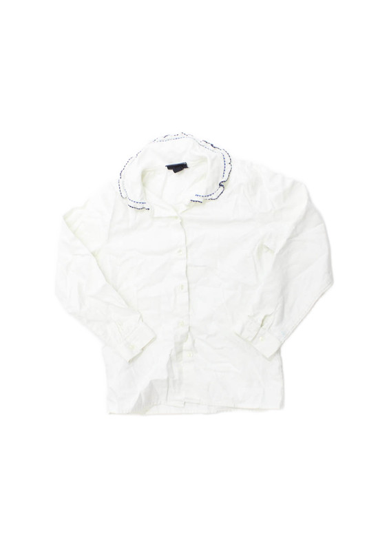 Oscar de la Renta Childrens Girls Button Down Shirt White Blue Size 8