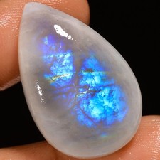 Natural Rainbow Moonstone Pear Shape Cabochon Gemstone 38 Ct. 30X19X8 mm X-21563