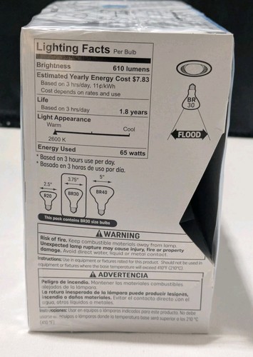 GE 65W Soft White Indoor Floodlight Bulb 6 Pack 610 Lumens BR30 NOT LED - Picture 6 of 7