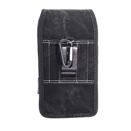 For Apple iPhone X Black Denim Fabric Belt Clip Holster Pouch Case Cover - Picture 5 of 8