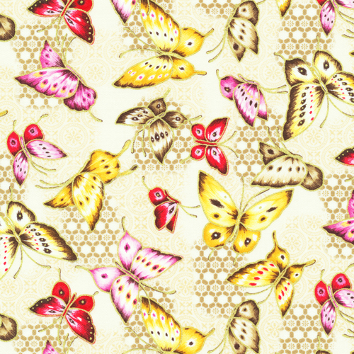 Fat Quarter Asian Garden Butterflies Cotton Quilting Fabric  Fabri Quilt