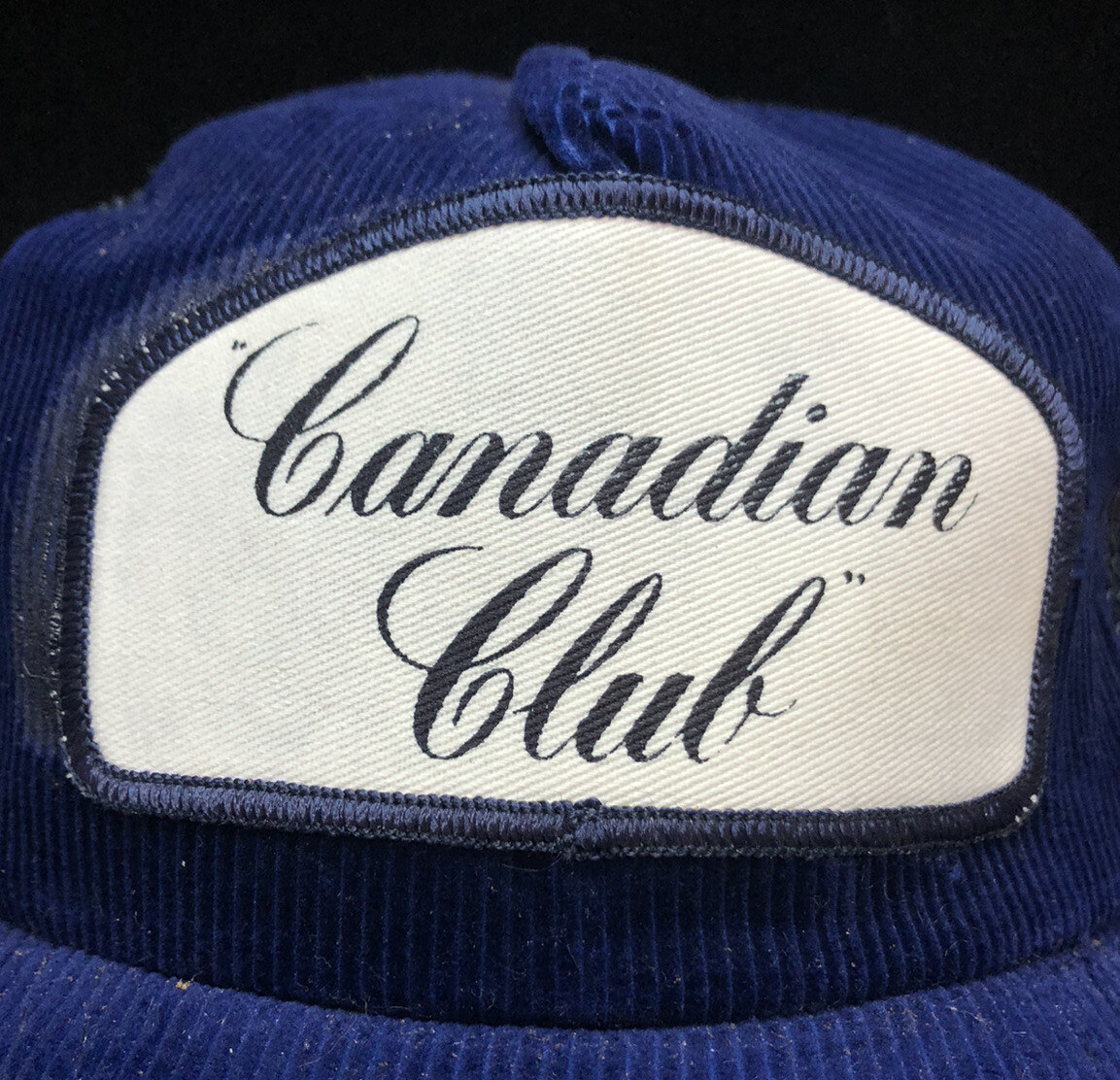Vtg Canadian Club Whiskey Mesh Trucker Snapback Hat Company Logo Patch Blue Cap image 4