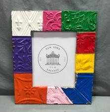 Decorative Salvaged 8x10 Tin Ceiling 3" Patchwork Colors Picture Frame 49-25B