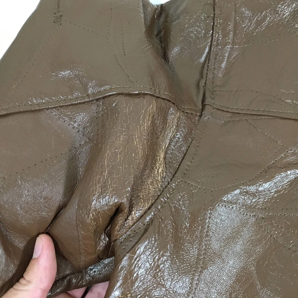 Haband Executive Brown Patchwork Leather  WINTER Jacket Fleece LINED Coat L - Image 4 of 4