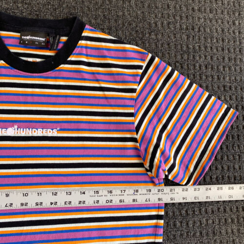 The Hundreds Vintage 90’s Style T Shirt Striped Multi Colored Pink Ringer L - Picture 8 of 10