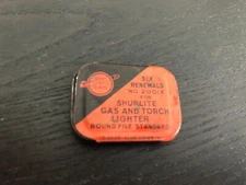 Vntg Small Sliding Metal Tin Shurlite Gas & Torch