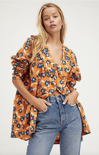 Free People Charlie Printed Buttondown 