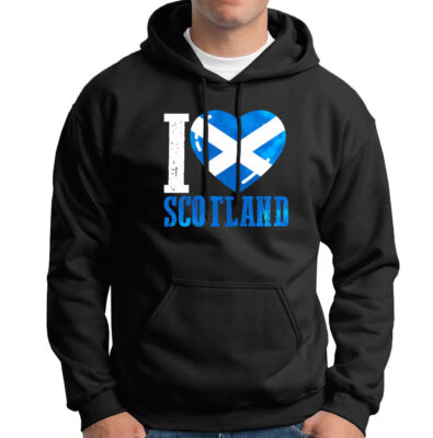 I Love Scotland schottische Flagge Nationalität Unterstützer Herren Hoody T-Shirt Top #6NE Posten