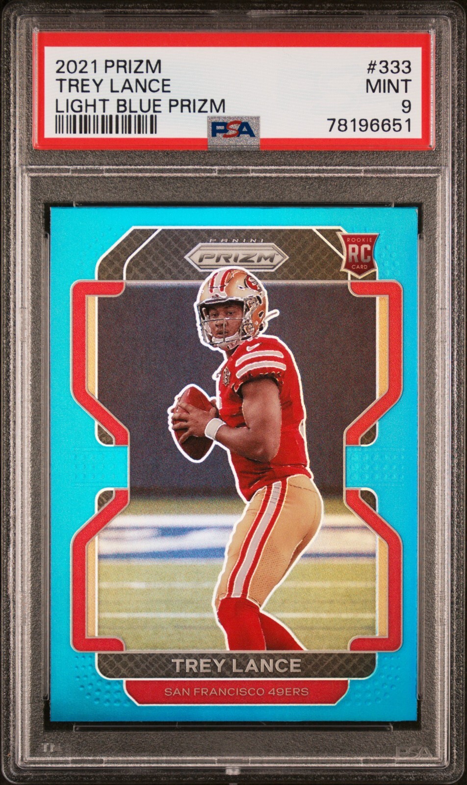 2021-22 Panini Prizm #333 Trey Lance Light Blue Prizm SP PSA 9 💥💥💥