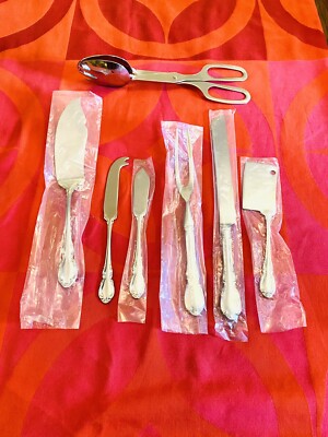 RSVP Wimberly 18/10 Glossy 7- Completer Serving Lot Cheese Salad Knife Fish  NEW