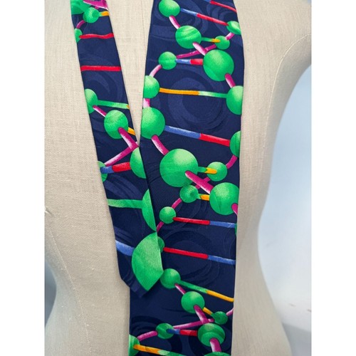Colorful RM Style 100% Silk Tie With Molecule Design Made In USA Dry Clean Only - Picture 21 of 24