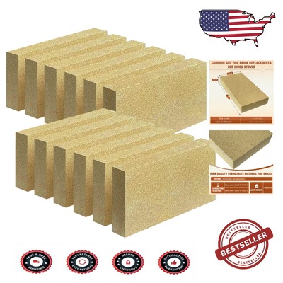 High-Temperature Insulated Fire Bricks - 12 Pack for Wood Stoves & Fireplaces