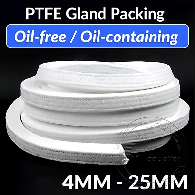 Pure PTFE Gland Packing Gland Packing Rope Shaft Seal 4mm - 25mm Square
