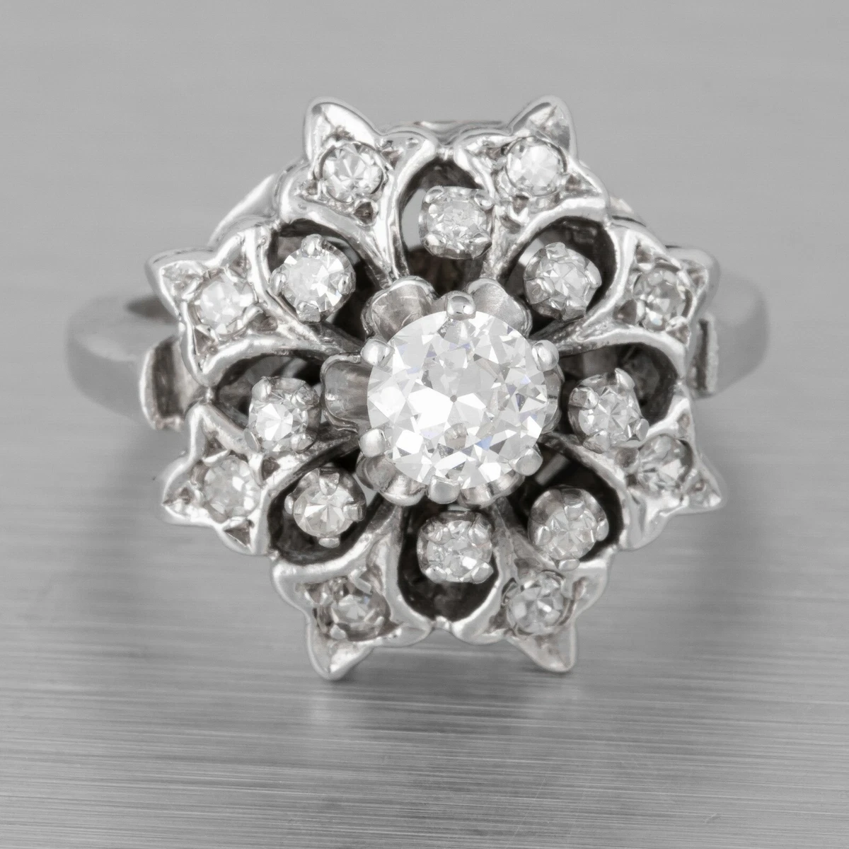 Antique flower diamond ring deals