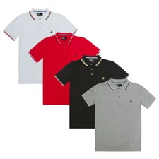 Mens Pique Polo T-Shirt Short Sleeve Horse Embroidered Crew Neck Casual S-2XL