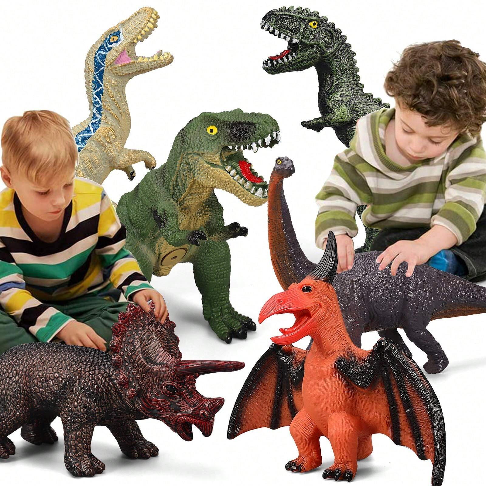 6 Piece Jumbo Soft Toys For Kids And Toddlers&Perfect For Dinosaur Lovers - Din
