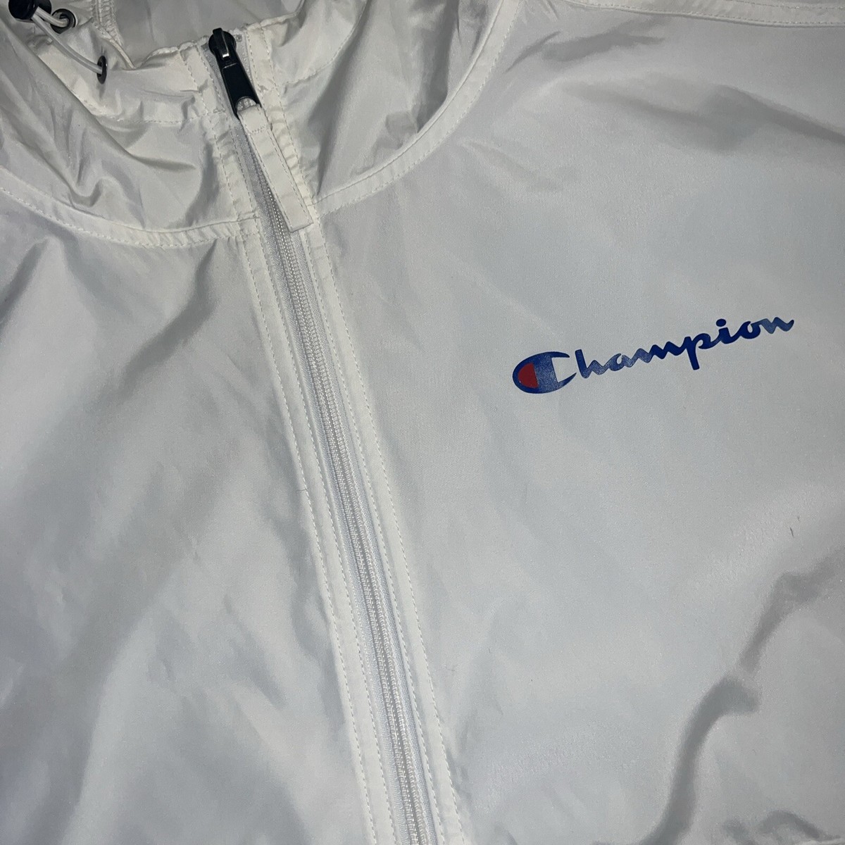 Champion Jacket Small White Outdoors Full Zip Windbreaker Champion Jacket Small White Outdoors Full Zip Windbreaker
