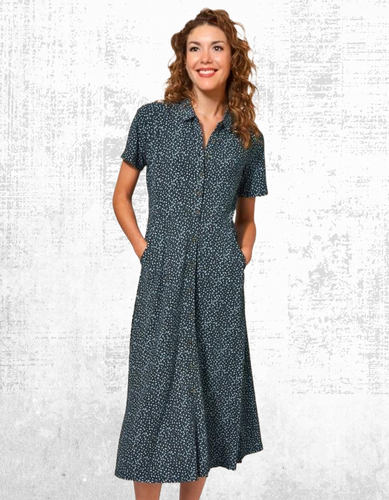 Ex White Stuff Women’s Short Sleeve Shirt Dress in Rua Teal Multi (A Bit Defect) - Picture 2 of 7