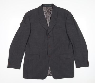 Cohesion Herren Sakko Blazer grau gestreift Viskose Größe 42 Regular