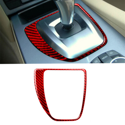 Red Carbon Fiber Center Console Gear Shift Panel Trim For BMW 5 Series E60 05-10