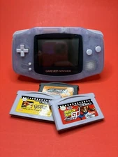 Nintendo AGB001 Game Boy Advance Handheld System Glacier Blue Bundle W/ Games +