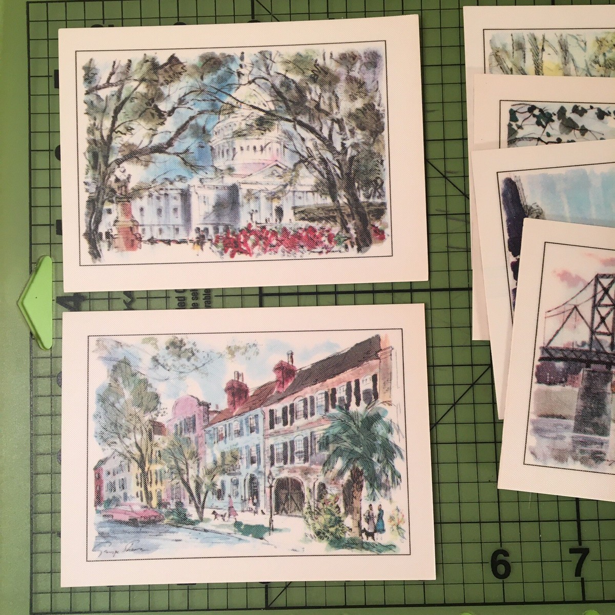 6 Vintage Laminated Cards, Historic USA Scenes - Capital