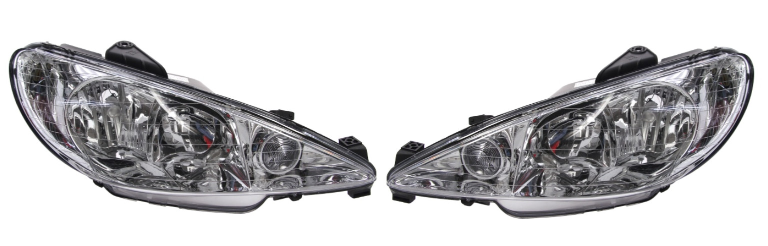 Paire optiques avant H1 H7 pour rénover eclairage Peugeot 206 berline et sw