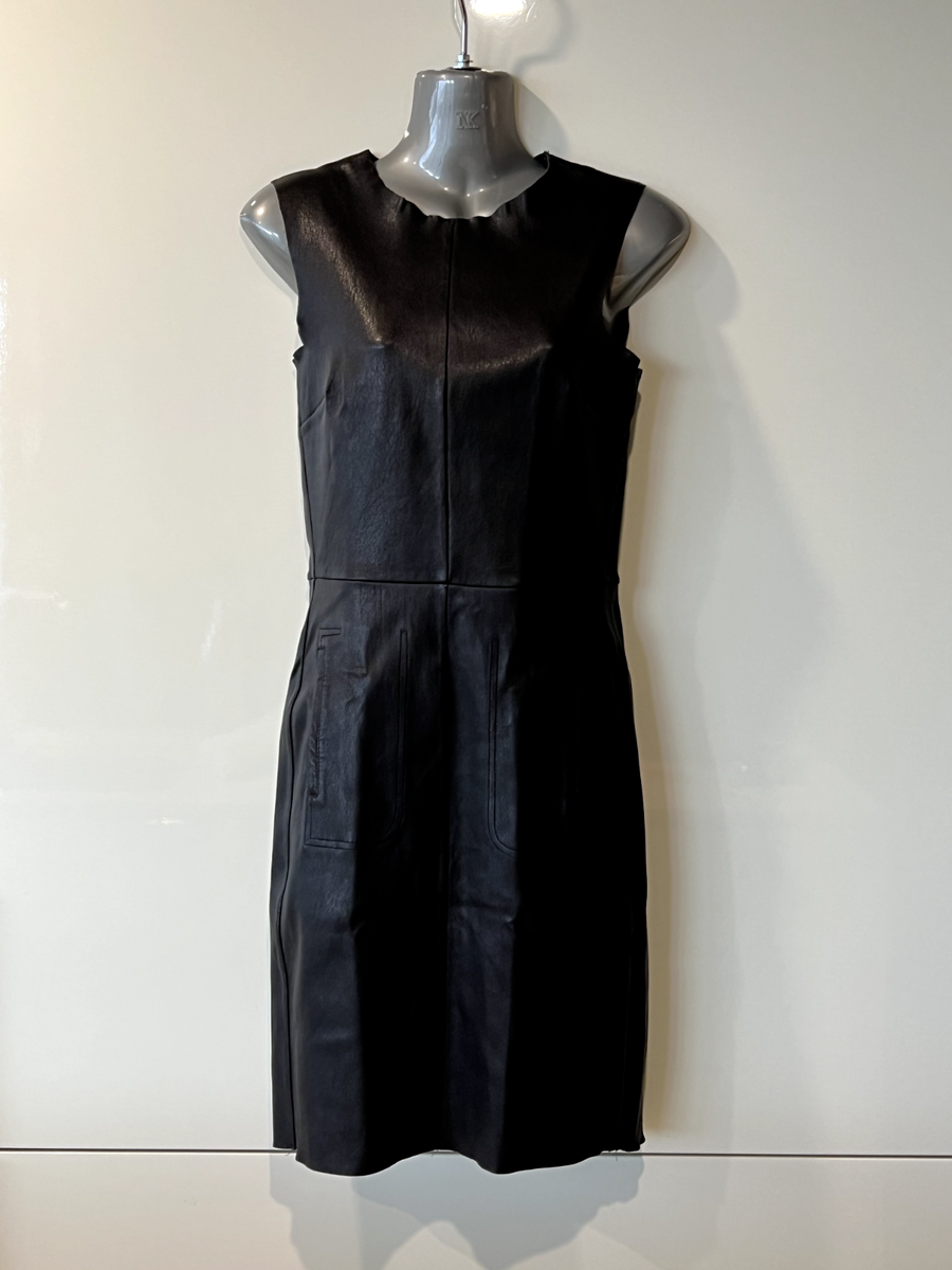 SCANLAN THEODORE $980 Black French Leather Stretch Sheath Dress,Pocket  10AUS/6US | eBay