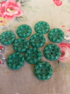 10 grüne Blütenblätter Blume Vintage Kunststoff Knöpfe