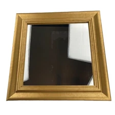 Gold Color Beveled Framed Mirror 13x13" Square Plastic Frame