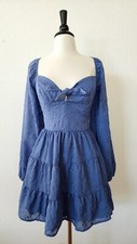 Anthropologie Dress New Size Large XL Floral Blue Embroider Bridgerton Coquette