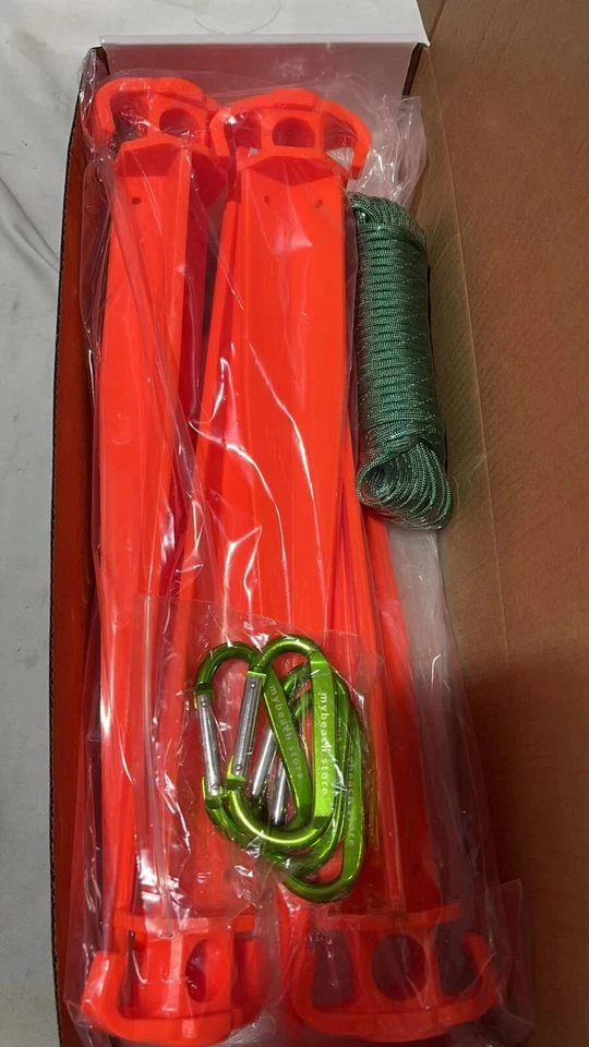 Estacas de camping, 4-16 pulgadas, 50 pies paracord, mazo de goma de 1-20 oz, 4 mosquetones. Foto 3 de 4