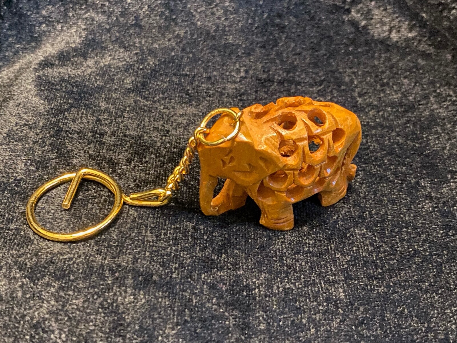 Hand Carved Decorative & Intricate Wood Elephant Good Luck Key Chain eBay