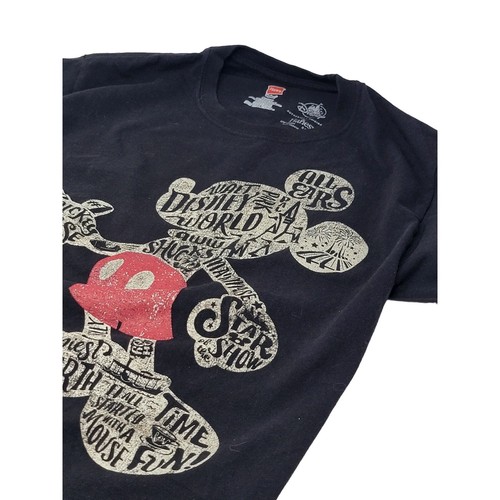 Walt Disney World Hanes Mickey Mouse Tee Shirt Black Graphic Print Size Small - Picture 2 of 5