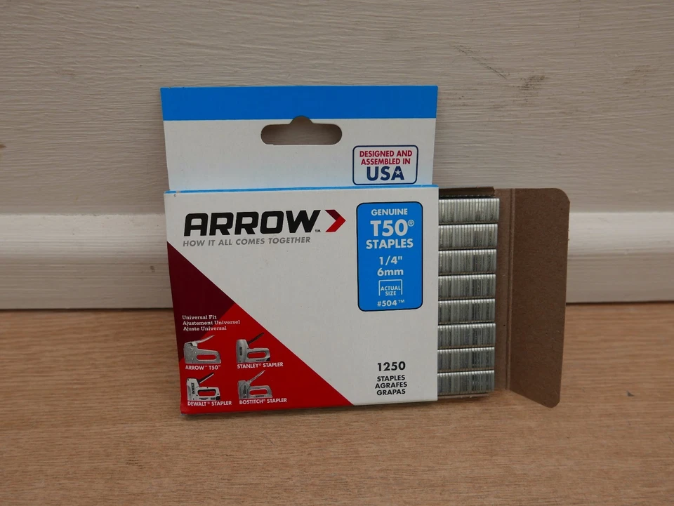 ARROW T-50 T50 6mm TYPE G TACKER STAPLES x 1250