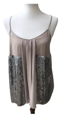 Joie Silvana Silk Sequin Tank Top Cami Small Strappy Lined Bling Flow Swing