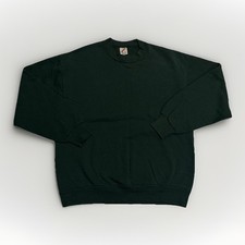 Vintage 90s Crewneck Sweatshirt Mens Large Dark Green Jerzees Blank Made In USA