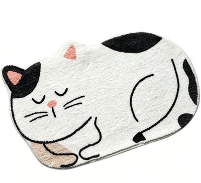 16 x 24 Inch Cat Shape Carpet, Shower Mat, Bath Mat Cute, Cat Face Bathroom R...