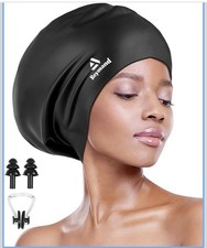 Swim Cap for Long Thick Hair, 3 Size Silicone Swimming Caps