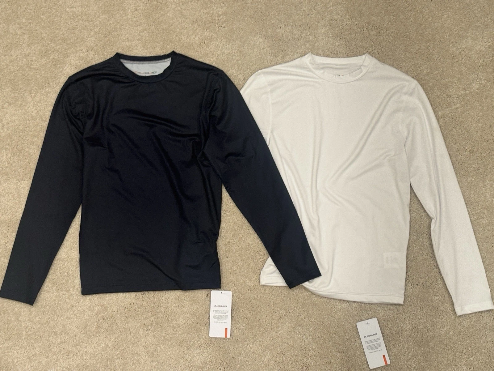 PlayerLayer -Men’ Base Layer Thermal Crew Neck Set- White & Midnight Blue (2)