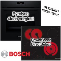 Bosch Herdset Pyrolyse 3D HeißLuft Pizzastufe + Glaskeramikkochfeld Powerboost