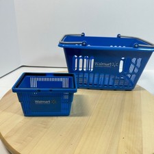Set Of 2 Walmart Blue Shopping Baskets Replica Toy Store Pretend Play Kitchen