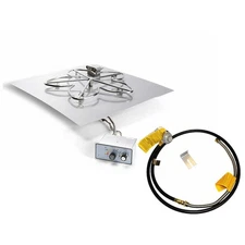 HPC Fire Flame Sense Gas Fire Pit Kit, 18x18in. Pan 12in. Torp Burner, LP Small