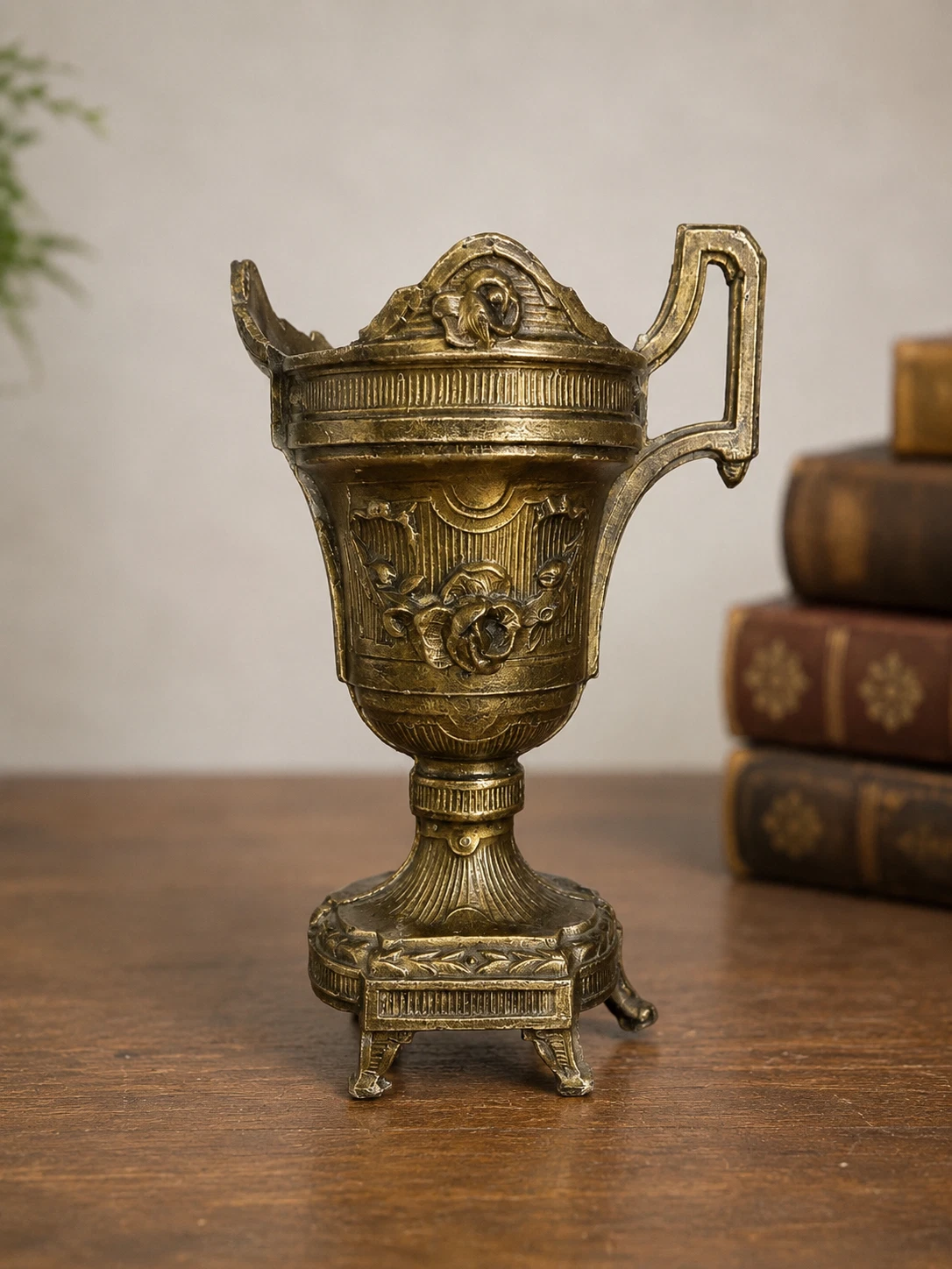 Antique German Metal Trophy Cup Vintage Urn Classical Collectible Decor Piece