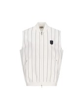 BRUNELLO CUCINELLI MEN'S WHITE BLUE STRIPED ATHLETIC ZIP UP VEST MSRP 1795