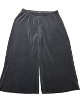 ASOS Design Pants Womens 14 Black Pleated Wide Leg Cropped Pull On Polyester