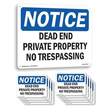 Dead End Private Property No Trespassing OSHA Notice Sign, Decal 5 or 10 Pack