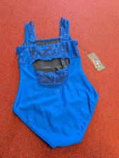 Wear Moi Amina Royal Blue Tank Leotard Romantic Lace Straps Open Back Ballet NWT
