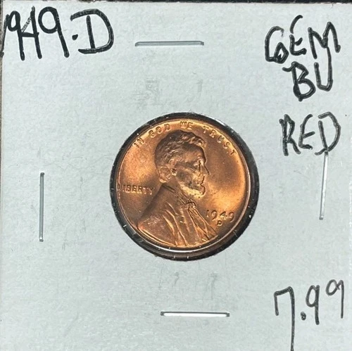 1949-D LINCOLN WHEAT CENT ~GEM BU RED ~BEAUTIFUL COIN~
